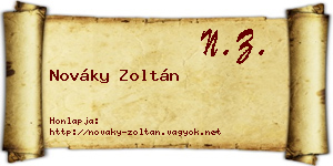 Nováky Zoltán névjegykártya